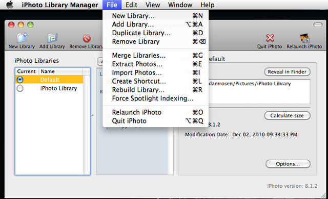 Manage multiple iphoto libraries